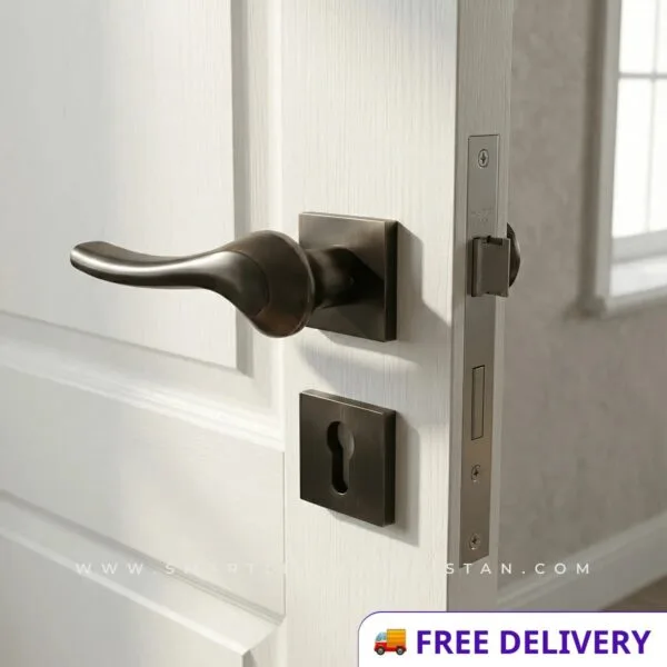 Modern Door Handle Lock In Pakistan– Premium Brass - 2 Piece Modern door handle lock Pakistan Luxury door handle with mortise lock Premium lever door handle Pakistan Interior door handle lock modern design Door handle lock price in Pakistan by smart living pakistan