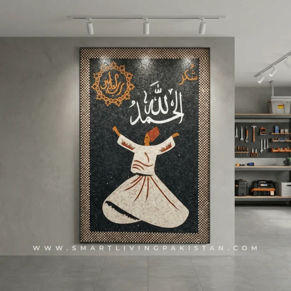 Maa Shaa Allah Islamic Mosaic Art in Pakistan Islamic Mosaic Art In Pakistan Islamic Mosaic Artwork – Sufi Whirling Mosaic Art work by smart living Pakistan Sufi whirling mosaic art handmade Islamic wall decor Pakistan Islamic mosaic Sufi whirling artwork for outdoor wall Handmade Sufi whirling mosaic art 4x8 feet Prime quality Islamic mosaic art for car porch
