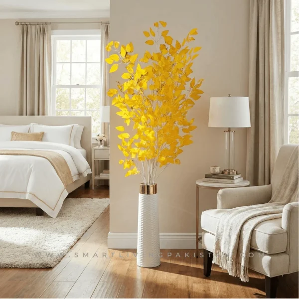 Golden Leaf Tree with Fiber Glass Pot by Smart Living Pakistan 5 Feet Luxury Artificial Autumn Tree Imported Golden Leaf Plant for Home & Office Décor Golden Decorative Tree in White Pot Silk Leaf Artificial Golden Plant Pakistan www.smartlivingpakistan.com Golden Leaf Tree with Fiber Glass Pot by Smart Living Pakistan 5 Feet Luxury Artificial Autumn Tree Imported Golden Leaf Plant for Home & Office Décor Golden Decorative Tree in White Pot Silk Leaf Artificial Golden Plant Pakistan www.smartlivingpakistan.com