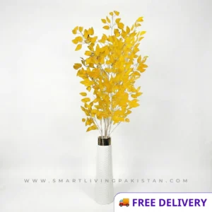 Golden Leaf Tree with Fiber Glass Pot by Smart Living Pakistan 5 Feet Luxury Artificial Autumn Tree Imported Golden Leaf Plant for Home & Office Décor Golden Decorative Tree in White Pot Silk Leaf Artificial Golden Plant Pakistan