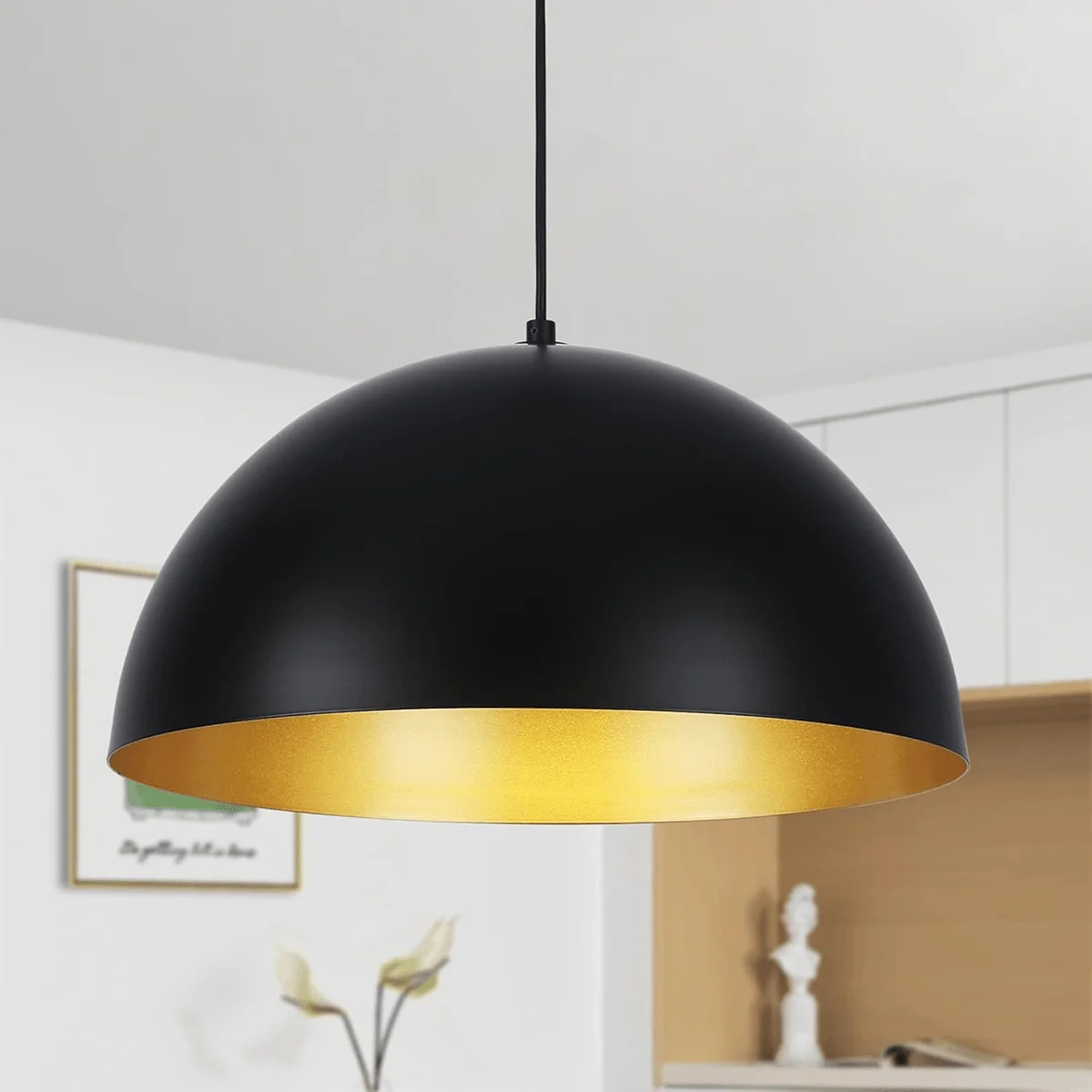 Black Dome Hanging Light - Pendant Light | Hanging Ceiling Light 18 Inch in Pakistan