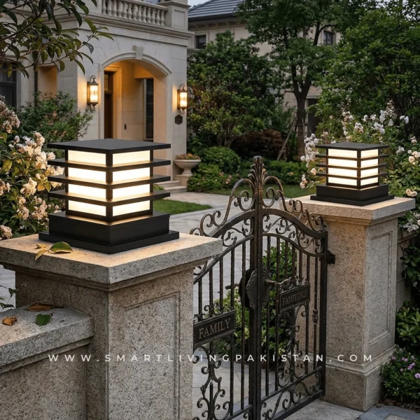 Gate Pillar Light | Black Metal 12 Inch with Bulb by Smart Living Pakistan Gate Pillar Light | Black Metal 12 Inch with Bulb by Smart Living Pakistan