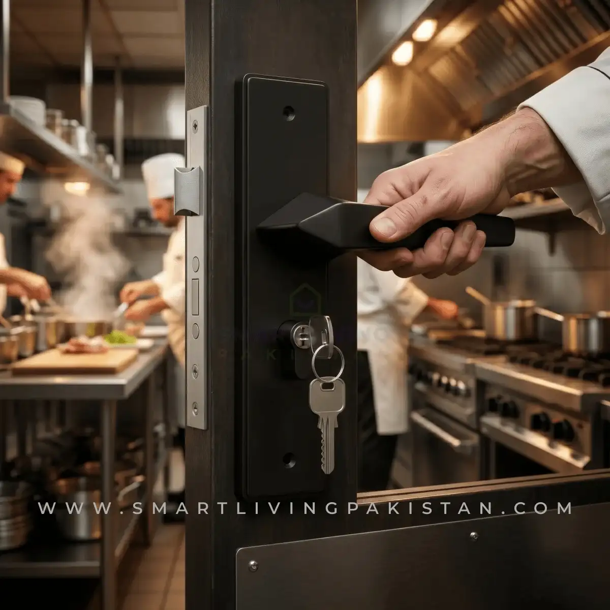 Black Matt Door Handle Lock - Modern 3D Cut Door Handle Lock in Pakistan by Smart Living Pakisan