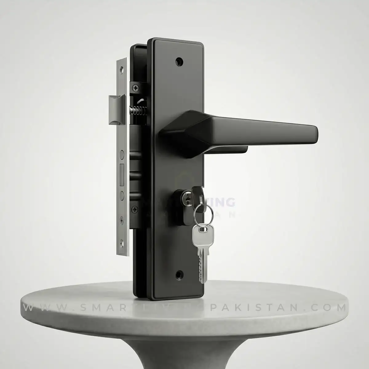 Black Matt Door Handle Lock - Modern 3D Cut Door Handle Lock in Pakistan by Smart Living Pakisan