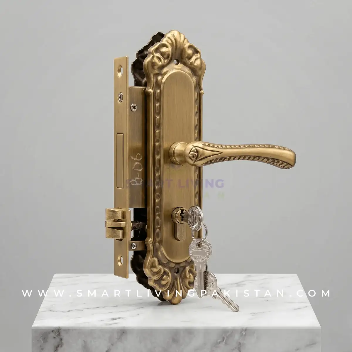 Brass Color Antique Door Handle Lock Price in Pakistan | Heavy Duty Mortise Door Lock by Smart Living Pakistan
