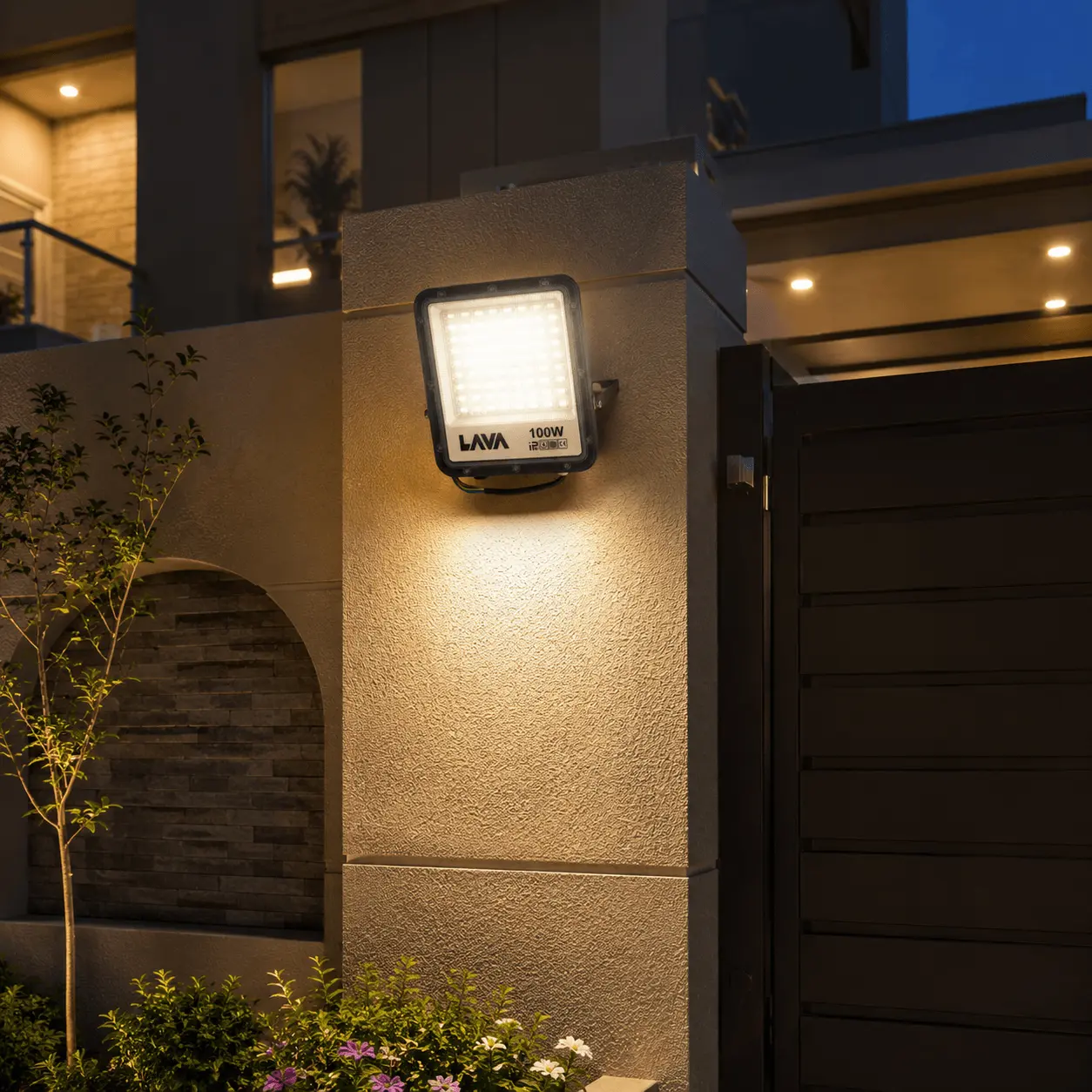 100 Watt Flood Light LAVA Street Light Water Resistant IP66 Outdoor LED Security Light Front View
