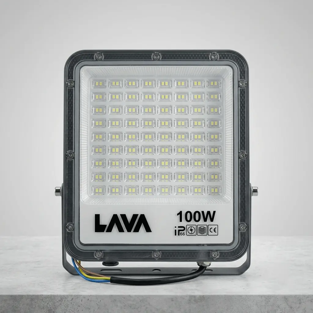 100 Watt Flood Light LAVA Street Light Water Resistant IP66 Outdoor LED Security Light Front View