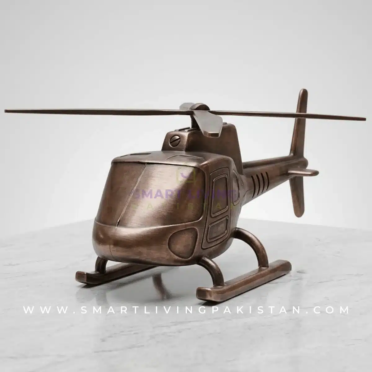 Metal helicopter showpiece in bronze brass finish - home office decor