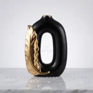 Black Gold Leaf Vase Decoration Piece Plume by Smart Living Pakistan