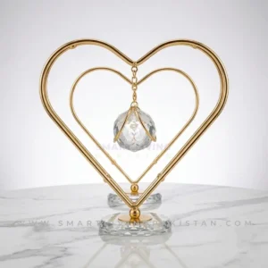 Double Heart Crystal Decoration Piece Gold Showpiece by Smart Living Pakistan