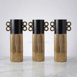 Gold Ribbed Vase Set Decoration set by Smart Living Pakistan