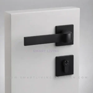Matte Black Square Rosette Door Handle Lock by Smart Living Pakistan