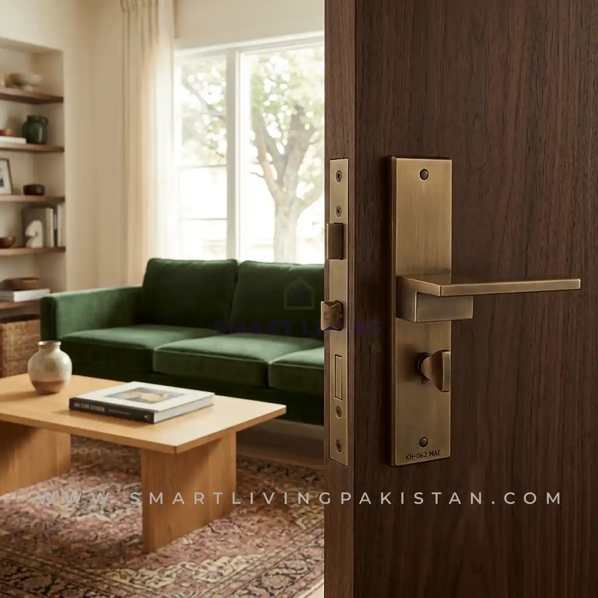 Aluminum Door Handle Lock Set with Matt Golden Finish by smart living pakistan