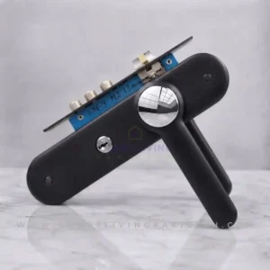 Black Silver Door Handle Lock Set Raven by smart living pakistan