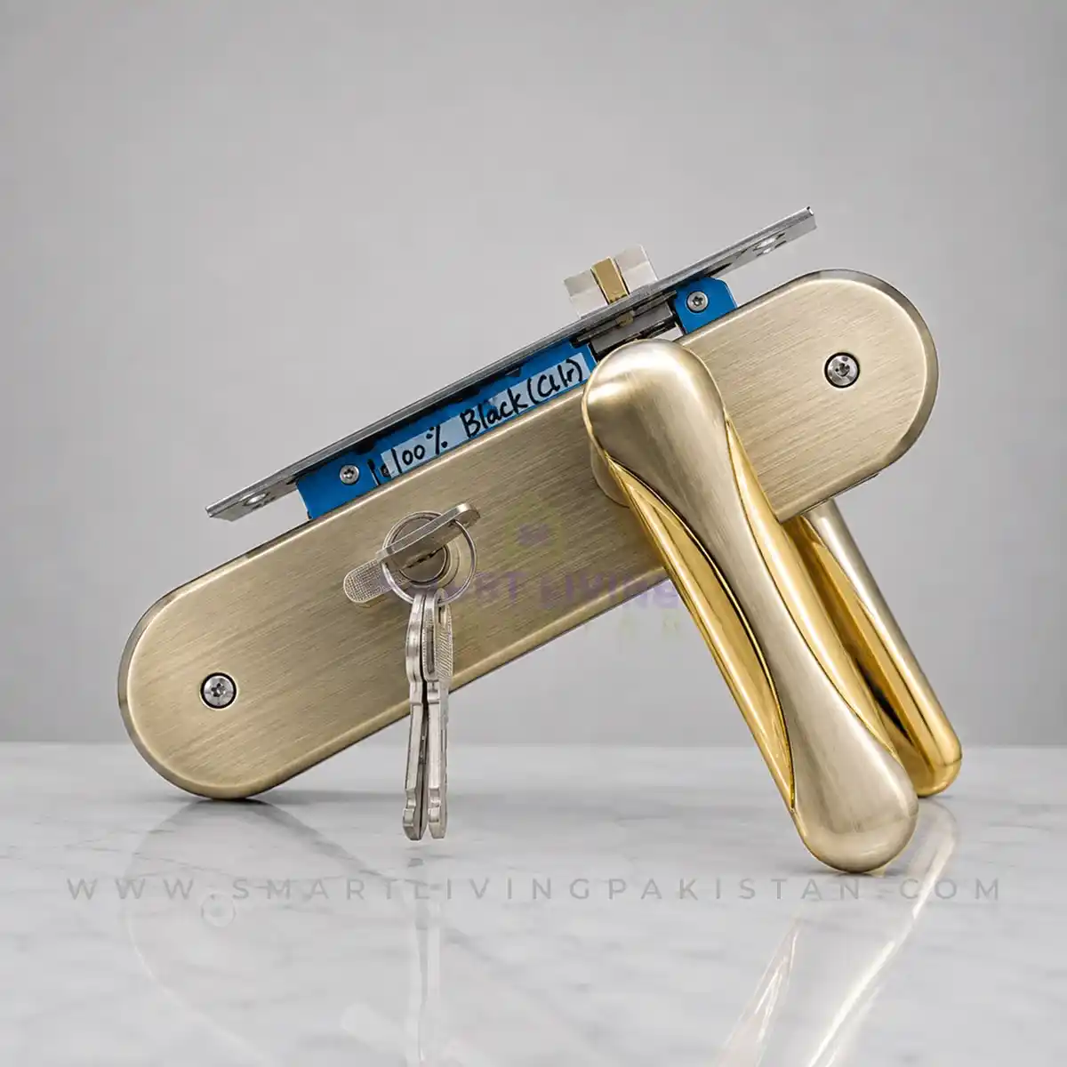 Double Golden chrome Door Lock set by smart living pakistan