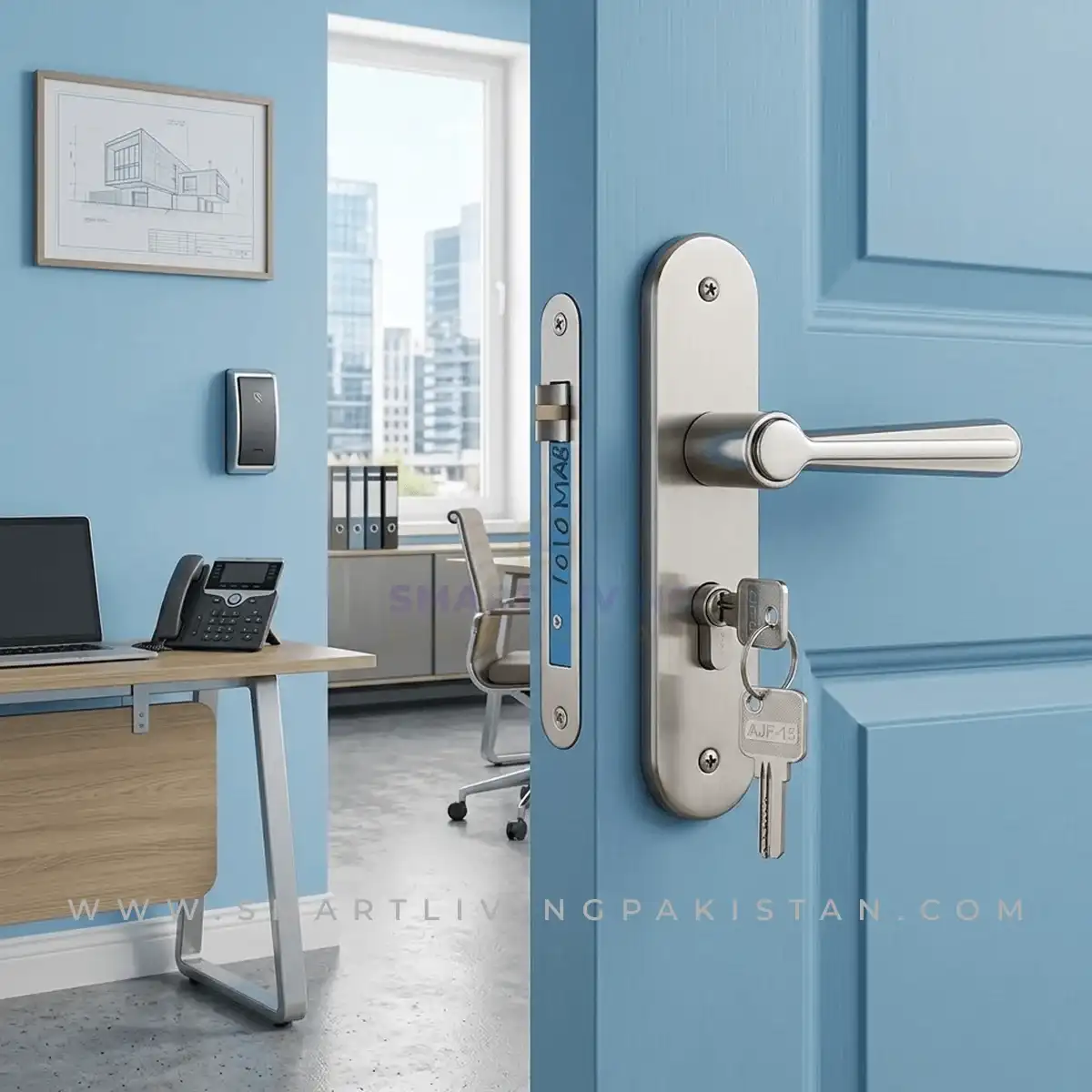 Edge Silver Door Lock Set Quartz by smart living pakistan