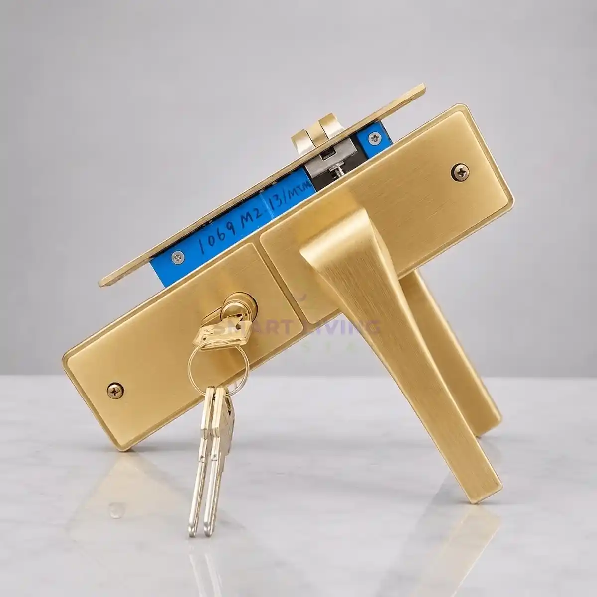 Golden aluminum door lock Double profile lock by smart living pakistan