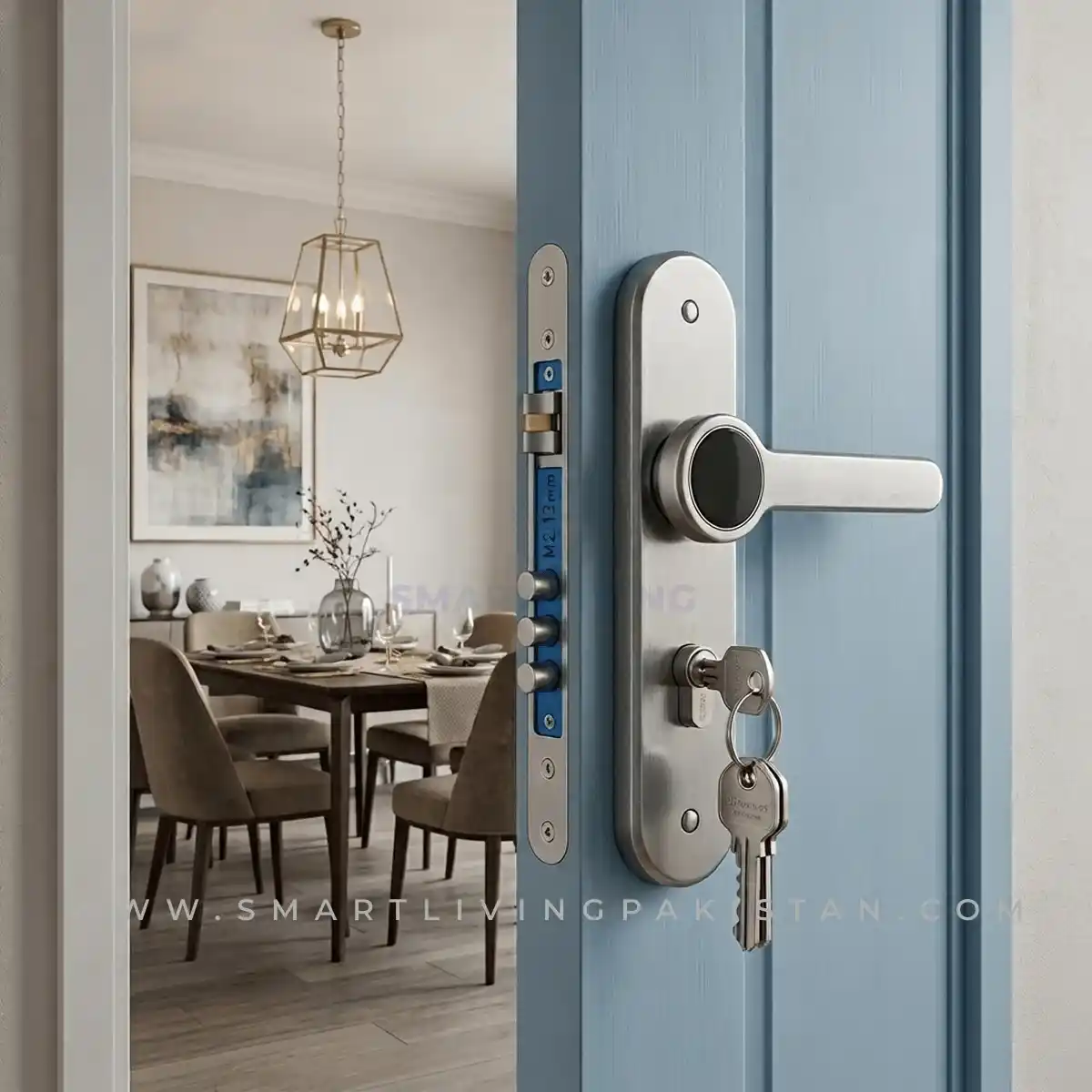 Silver Black Door Handle Lock Set Obsidian
