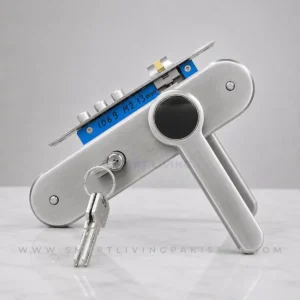 Silver Black Door Handle Lock Set Obsidian by smart living pakistan