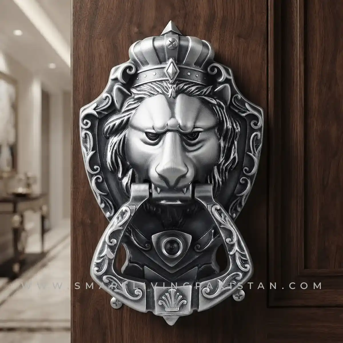 Silver Crown Lion Door Knocker King by smart living pakistan