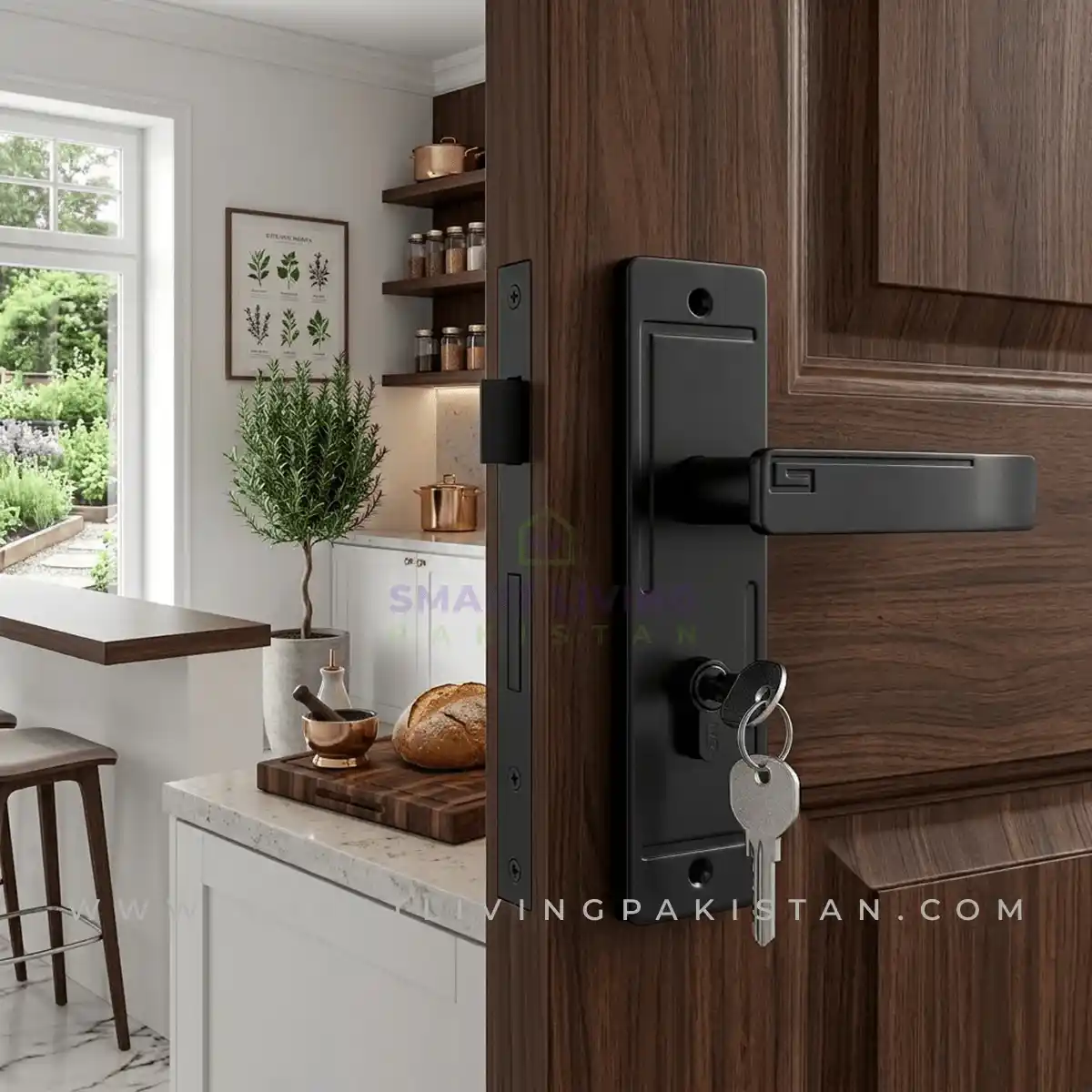 Black outline door lock by smart living pakistan