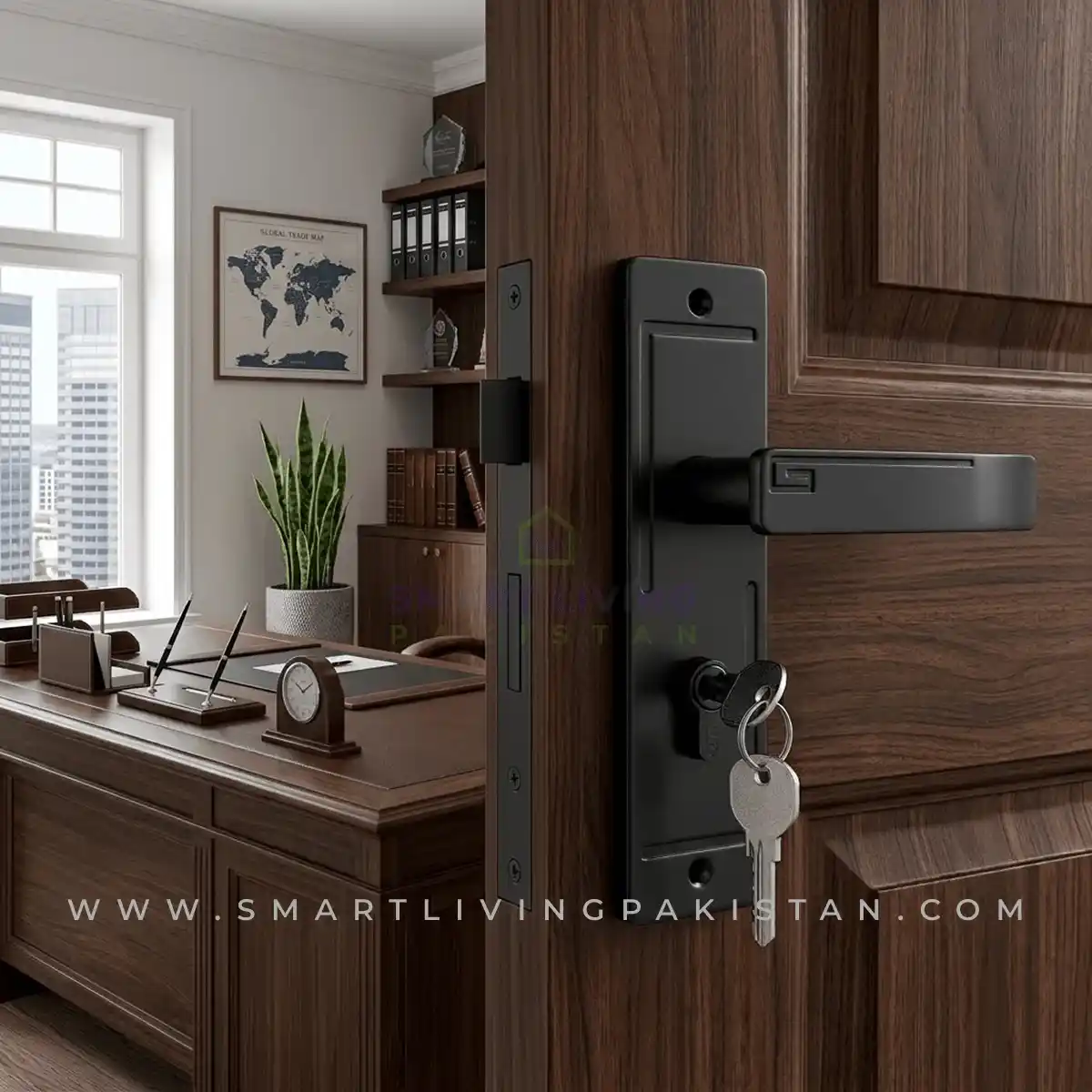 Black outline door lock by smart living pakistan