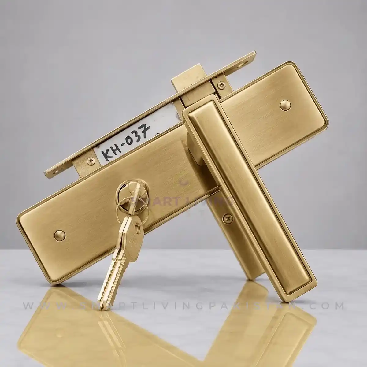 Golden outline aluminum door lock by smart living pakistan