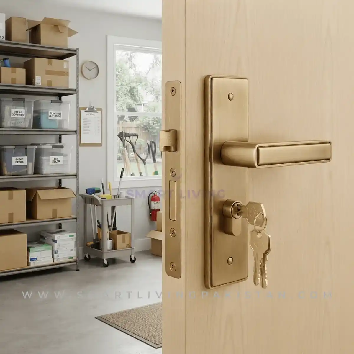 Golden outline aluminum door lock by smart living pakistan