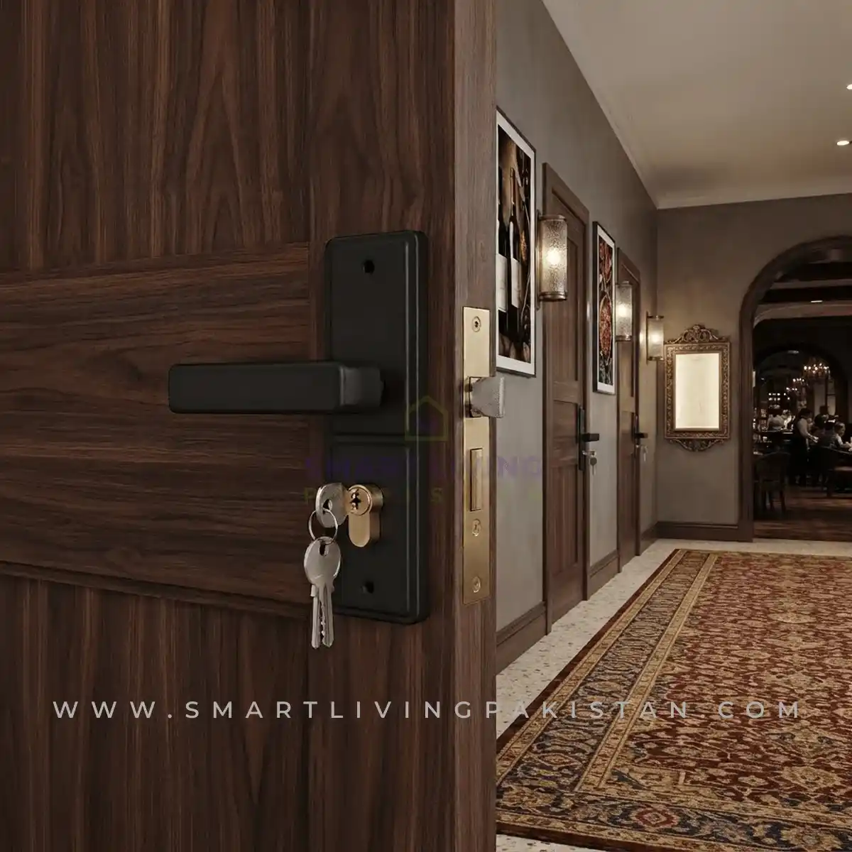 Matt Black liner door lock by smart living pakistan