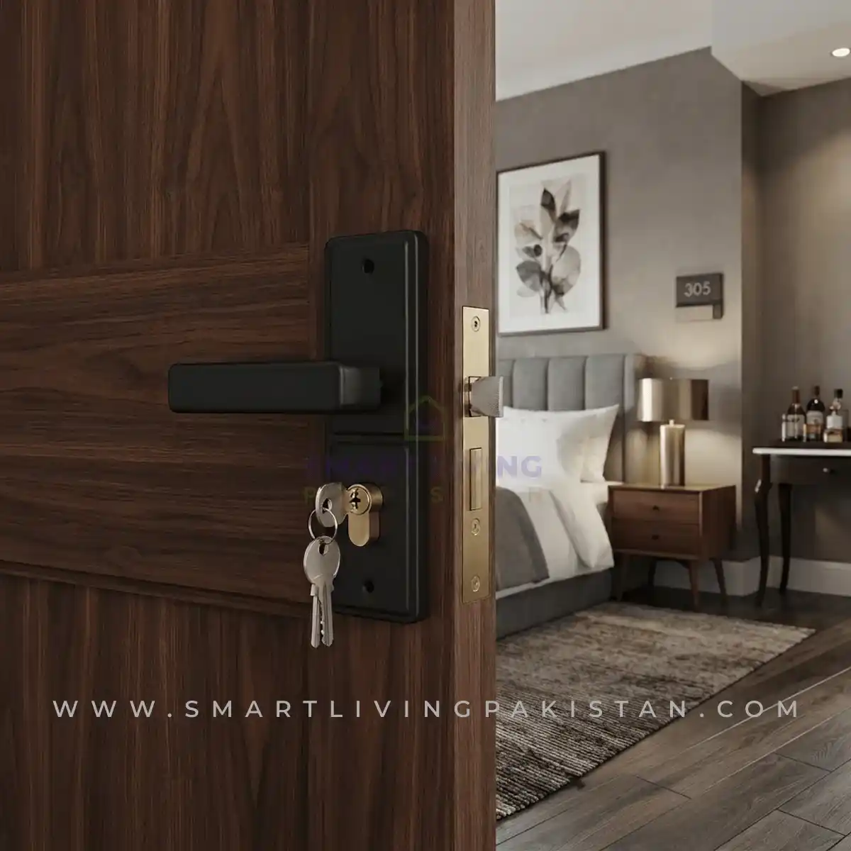 Matt Black liner door lock by smart living pakistan