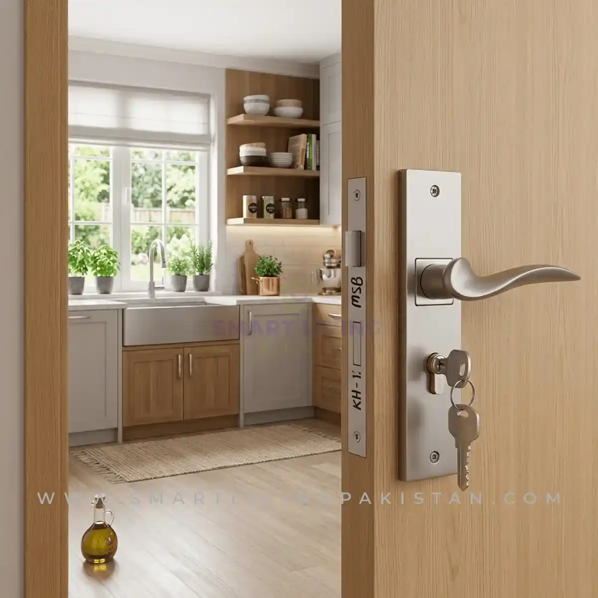 Silver Curve door lock by smart living pakistan