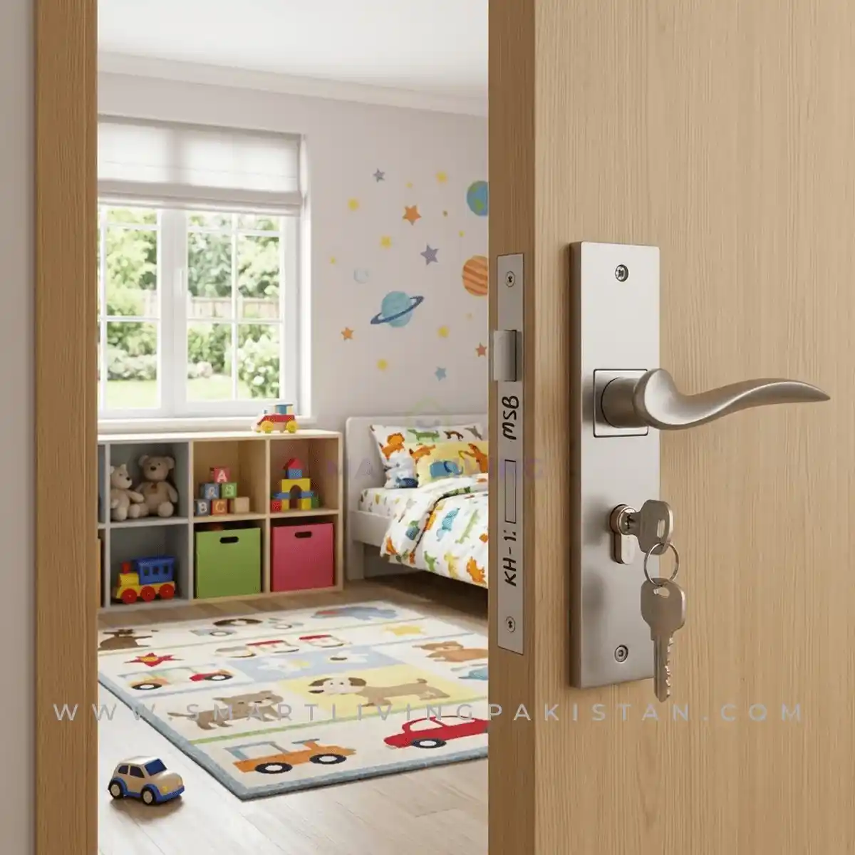 Silver Curve door lock by smart living pakistan
