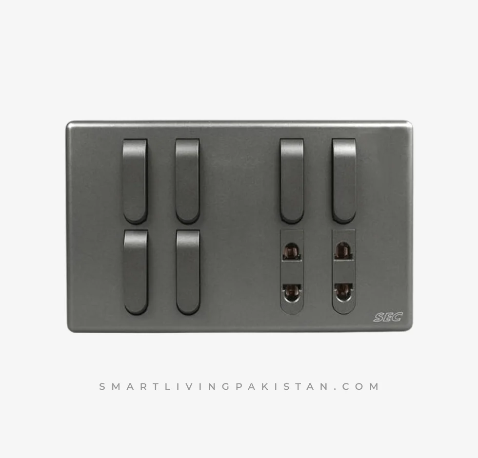 Switch Plate 6+2 Gang - Luxury gray series - Smart living pakistan smrtlivingpakistan.com