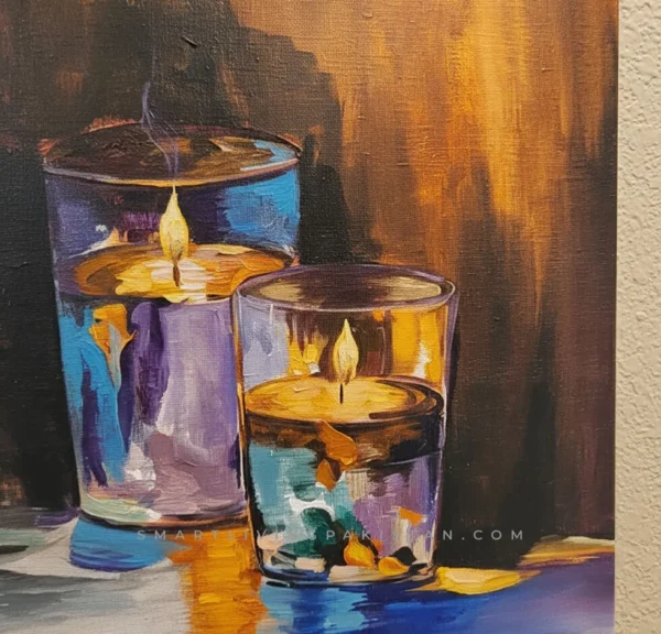 Handmade Wall Painting – Modern Abstract Candle Glass Art - Smart living pakistan - smartlivingpakistan