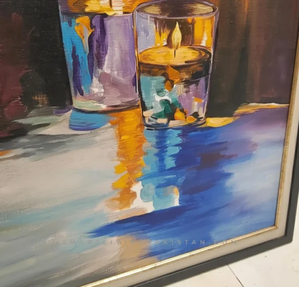 Handmade Wall Painting – Modern Abstract Candle Glass Art - Smart living pakistan - smartlivingpakistan
