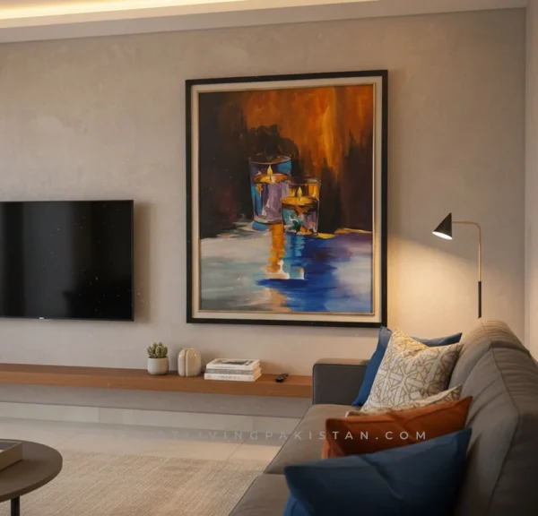 Handmade Wall Painting – Modern Abstract Candle Glass Art - Smart living pakistan - smartlivingpakistan