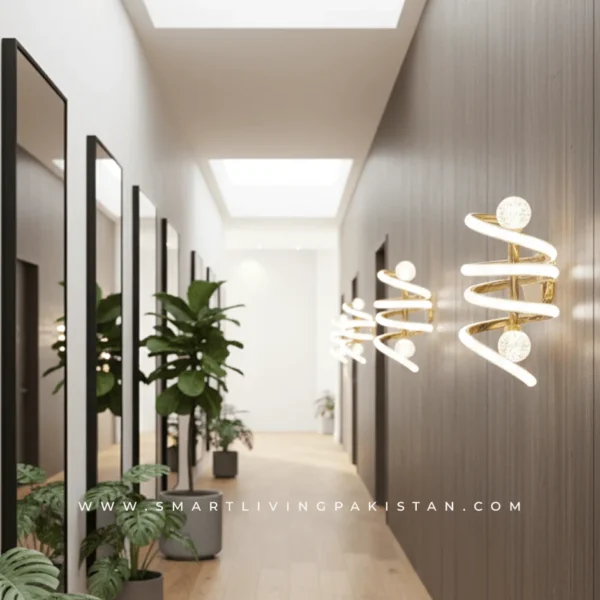 Premium Golden Spiral LED Wall Light In Pakistan | Best Wall Light smart living pakistan - www.smartlivingpakistan.com