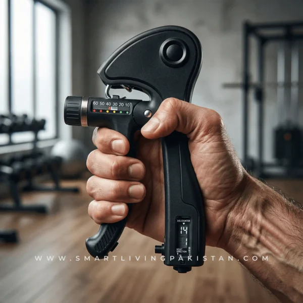 Adjustable dial on Black Hand Gripper showing 5kg to 60kg range