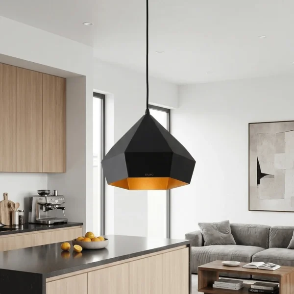 Black Diamond Hanging Light Modern Ceiling Hanging Light By Smart Living Pakistan-1 (1) Black Diamond Hanging Light | Modern Ceiling Hanging Light - 18 Inch