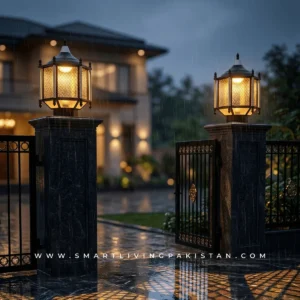 Gate Pillar Lights | Black Metal Gate Pillar Lamp in Pakistan