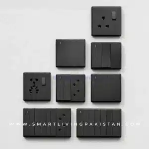 Prime Series Matt Black luxury switch board China fitting Pakistan