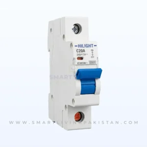 Highlight 20A single pole MCB circuit breaker, DIN rail mount
