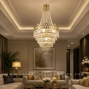 Empire Crystal Ceiling Chandelier Large Golden Ceiling Light by Smart Living Pakistan Chandelier on celling