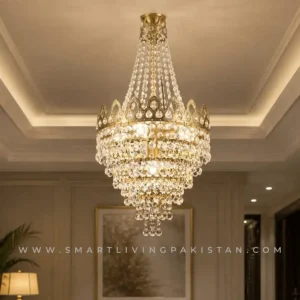 Empire Crystal Ceiling Chandelier Large Golden Ceiling Light by Smart Living Pakistan