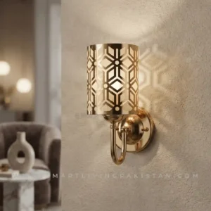 Geometric Cut Gold Wall Light – Decorative Golden Wall Lamp by Smart Living Pakistan