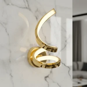 Gold Spiral Wall Light with high-gloss gold finish – Aria by Smart Living Pakistan