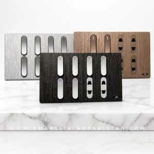 Matrix Series switch boards in black, brown and silver finish by Smart Living Pakistan