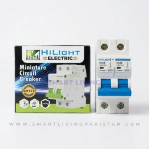 HiLight Electric C32A double pole miniature circuit breaker CB-9002 with retail box, 240/415V, by Smart Living Pakistan