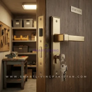 Aluminium Mortise Door Handle Lock computerized key and cylinder close-up