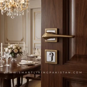 Antique Brass Chrome Mortise Door handle Lock set by smart living Pakistan